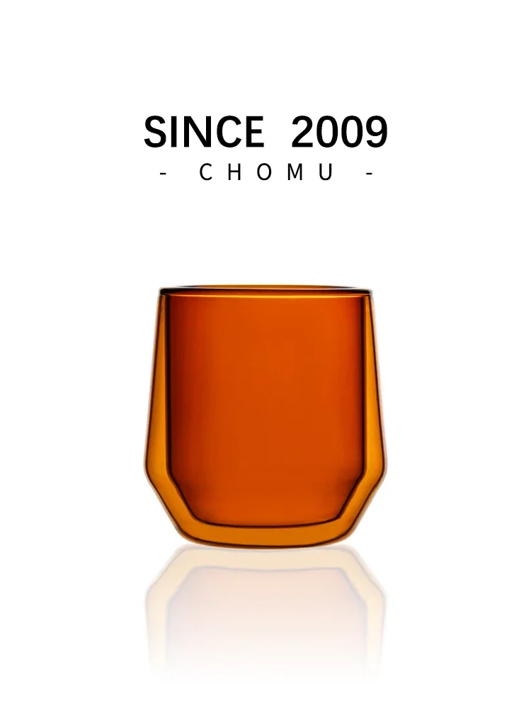 Amber Double Layered Glass Coffee Cup for Women High Aesthetic Value Mocha Latte Australian White Cup Small American Dirty Wa...