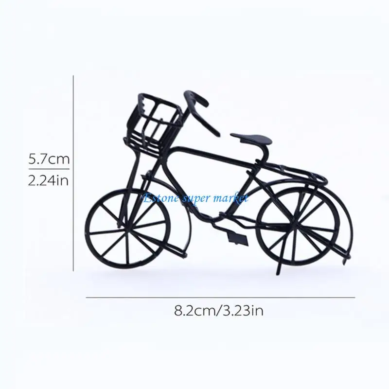090B 1:12 Scale Dollhouse Bicycles Miniature Black Metal Bike Doll House Supplies