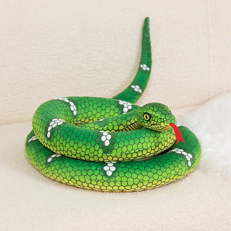 New Simulation 190cm Snake Animal Plushies Doll Stuffed Cartoon Pillow Realistic Python Toys Super Soft Decor Birthday Boy Gifts