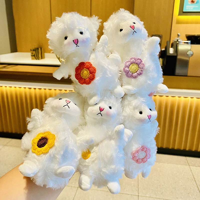 1Pcs Cute Satchel Flower Sheep Doll Pendant Exquisite Plush Doll Soft Cute Baa Sheep Bag Decoration Pendant Couple Keychain Gift