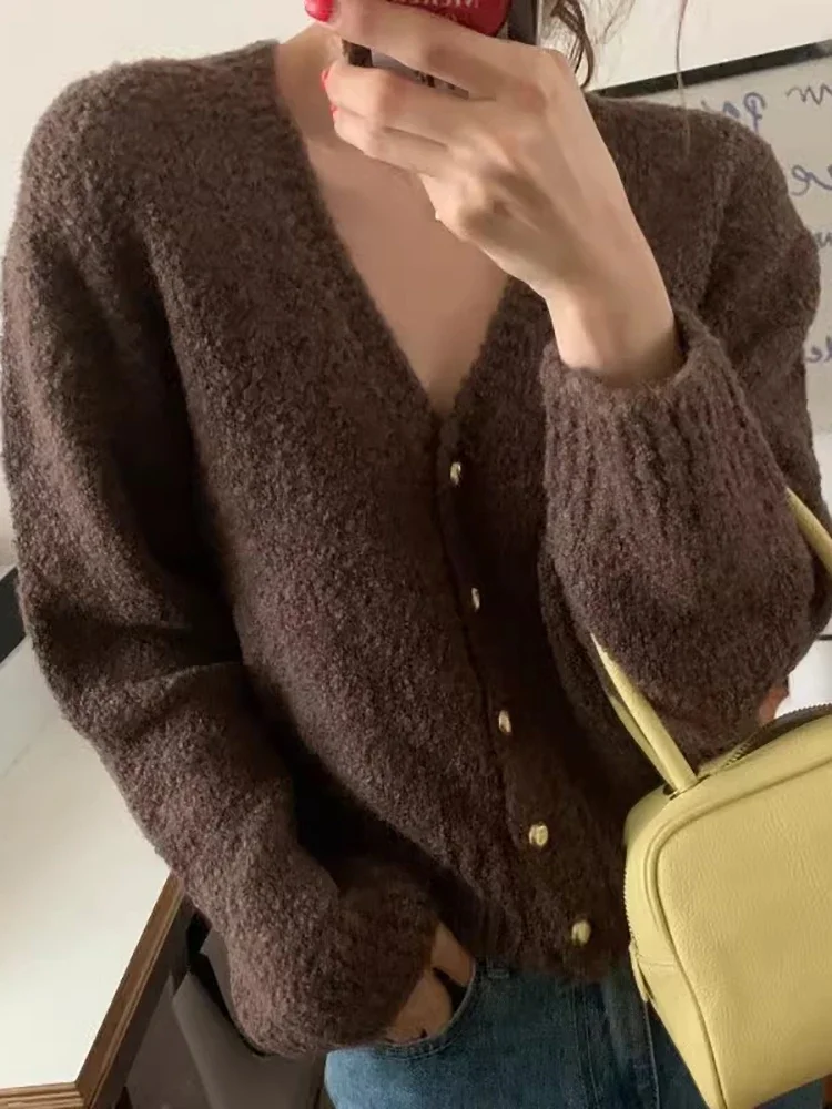 

ZJAISS New Fashion Womens V-neck Cardigan Cashmere Sweater 2025 Autumn Winter Female Clothing Grace Knitwear Korean Tops