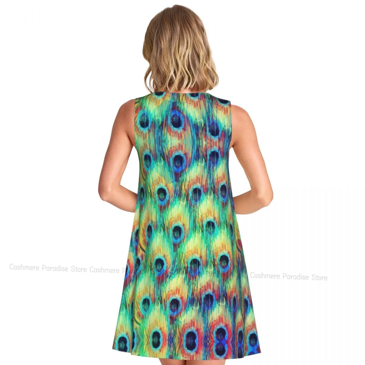 Damesjurk Abstract Pauw Zomer Casual T-shirt Jurken Strand Cover-up Tankjurk