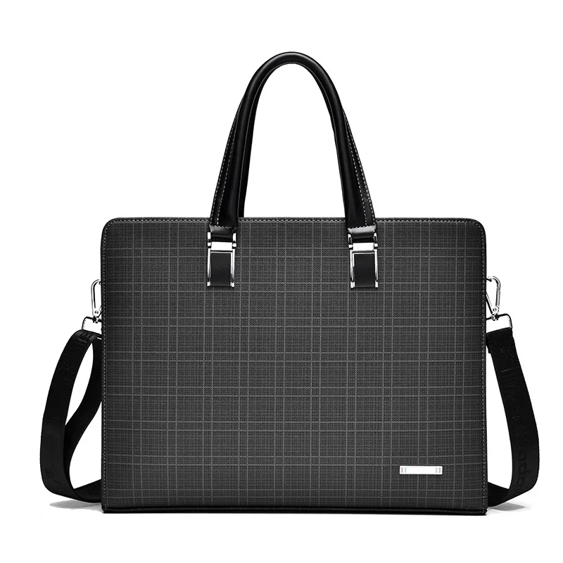 

Chequered printed briefcase Men's Tote handbag shoulder bag Laptop bag Portfolio Large Bag leather bag men 서류가방 나일론 서류가방