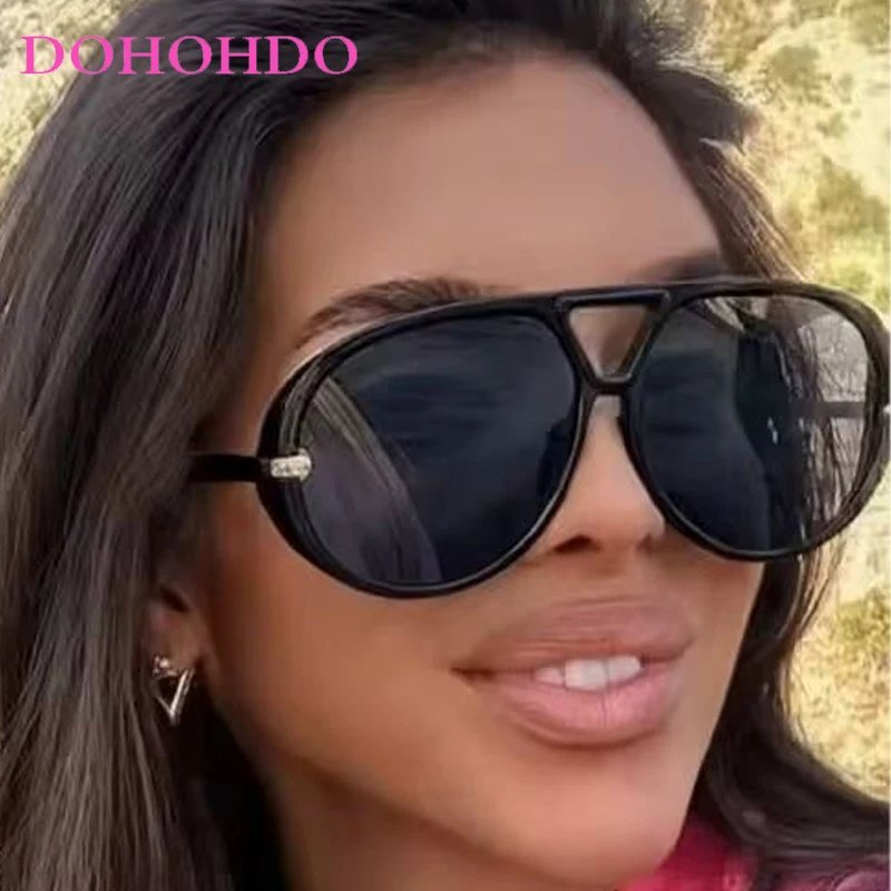 

Retro Oversized Twin Bridge Pilot Women Sunglasses New Brand Designer Men Punk Sunglass Outdoor Sports Driving Shades Очки UV400