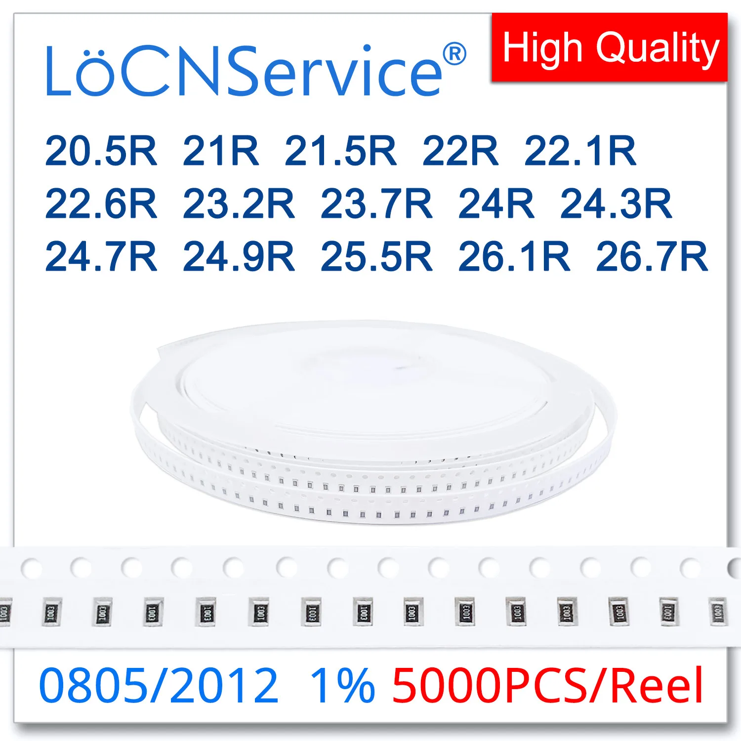 LoCNService 0805 1 % 5000 Stück 20,5 R 21R 21,5 R 22R 22,1 R 22,6 R 23,2 R 23,7 R 24R 24,3 R 24,9 R 25,5 R 26,1 R 26,7 R 2012 Widerstand