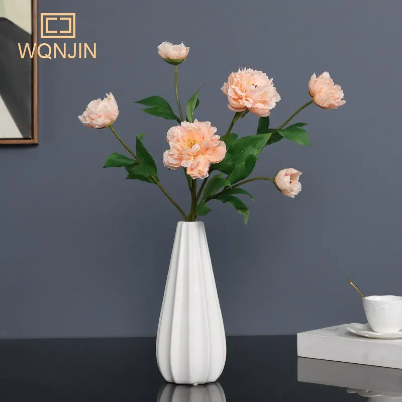 Peony Artificial Flower Fake Flowers Bouquet Branch Pink White Blue for Home Decor House Wedding Decoration indoor Garden