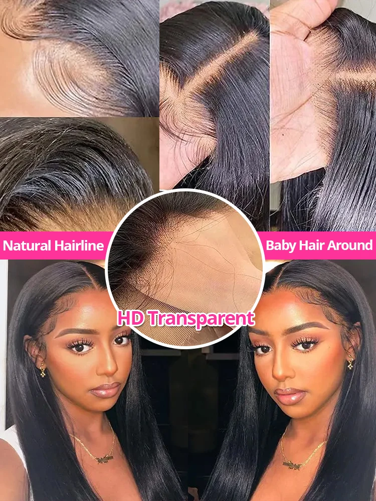 40 بوصة 220 الكثافة HD الدانتيل أمامي 13x6 خصلات الشعر المستعار الإنسان 13x4 مستقيم الدانتيل شعر مستعار أمامي شعر الطفل الطبيعي شعر مستعار مسبق القطع للنساء