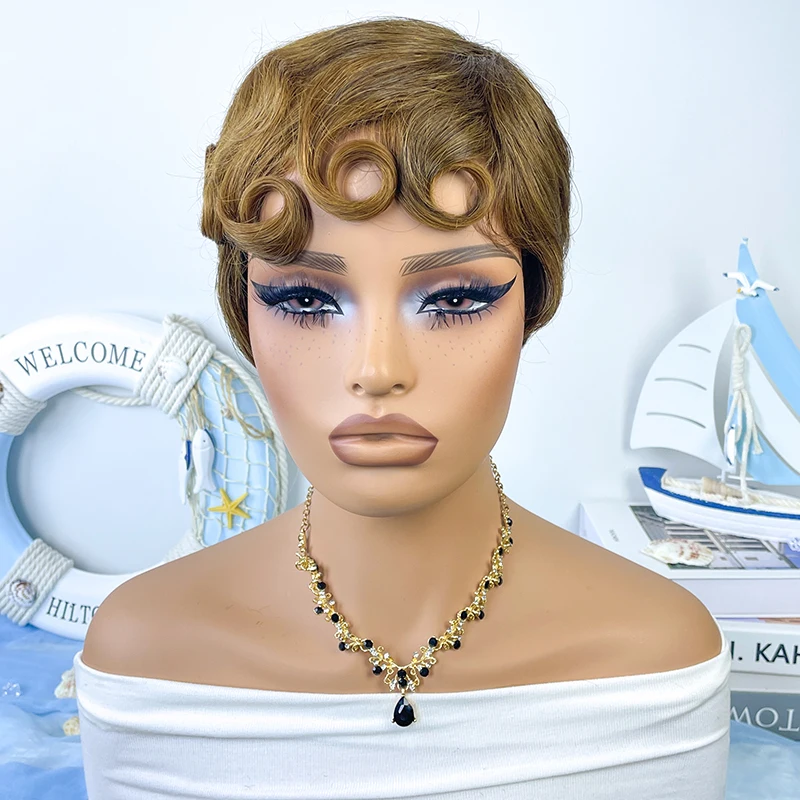 P4/30 Pixie Cut Wigs Human Hair For Black Women Fashion Pixie Cut Wig Short Full Machine Made Wigs On Sale