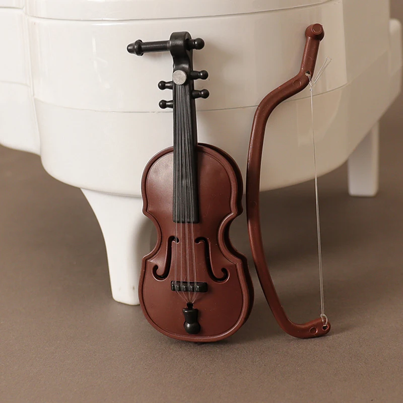 Instrumento Miniatura de Violino de Plástico, Modelo de Cena, Adereços, World, 1:12 Dollhouse, 1 Conjunto