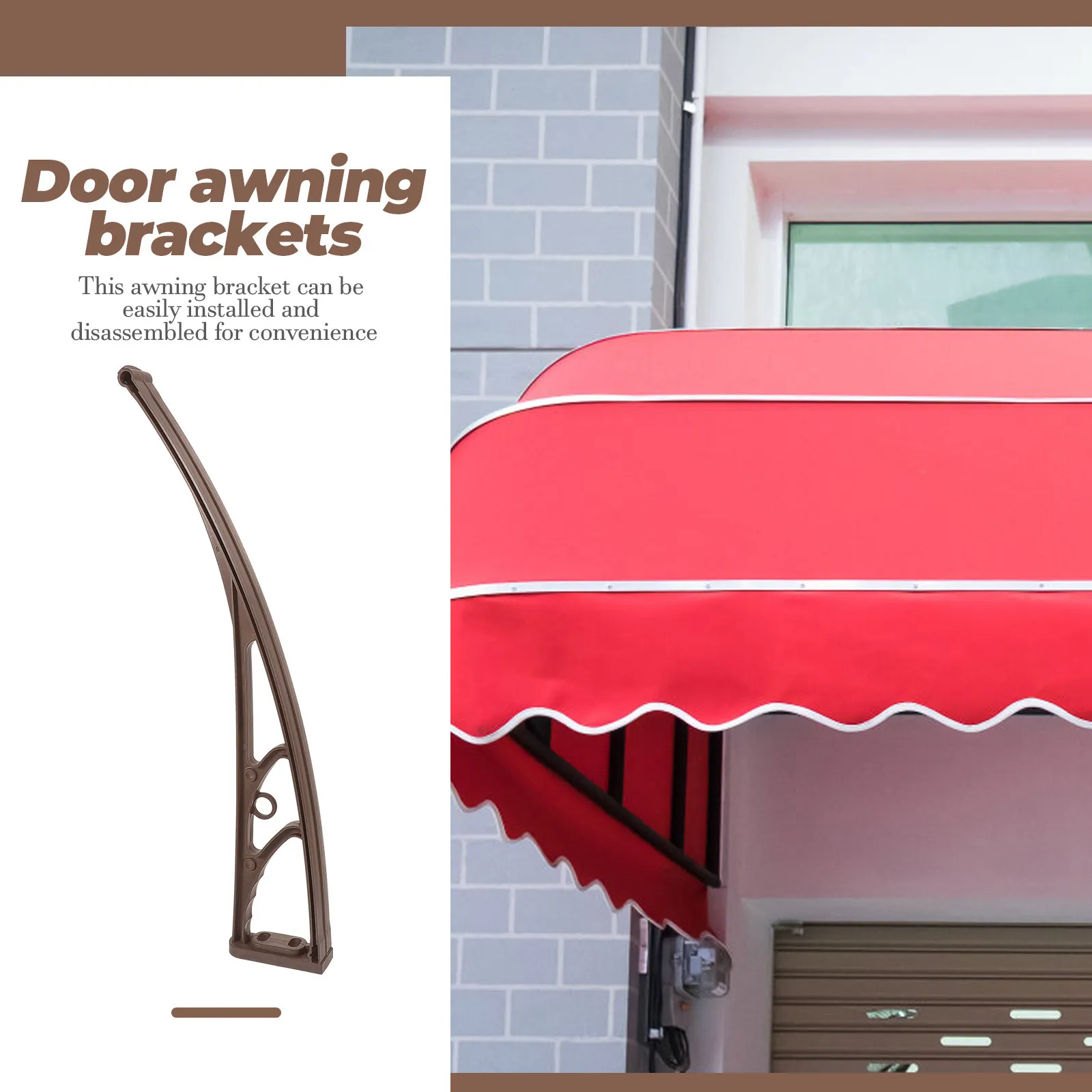 2Pcs Rain Shelter Bracket Plastic Steel Sturdy Wall Mount Bracket Assembly for Awning Canopy Balcony Window Door Sun Rain