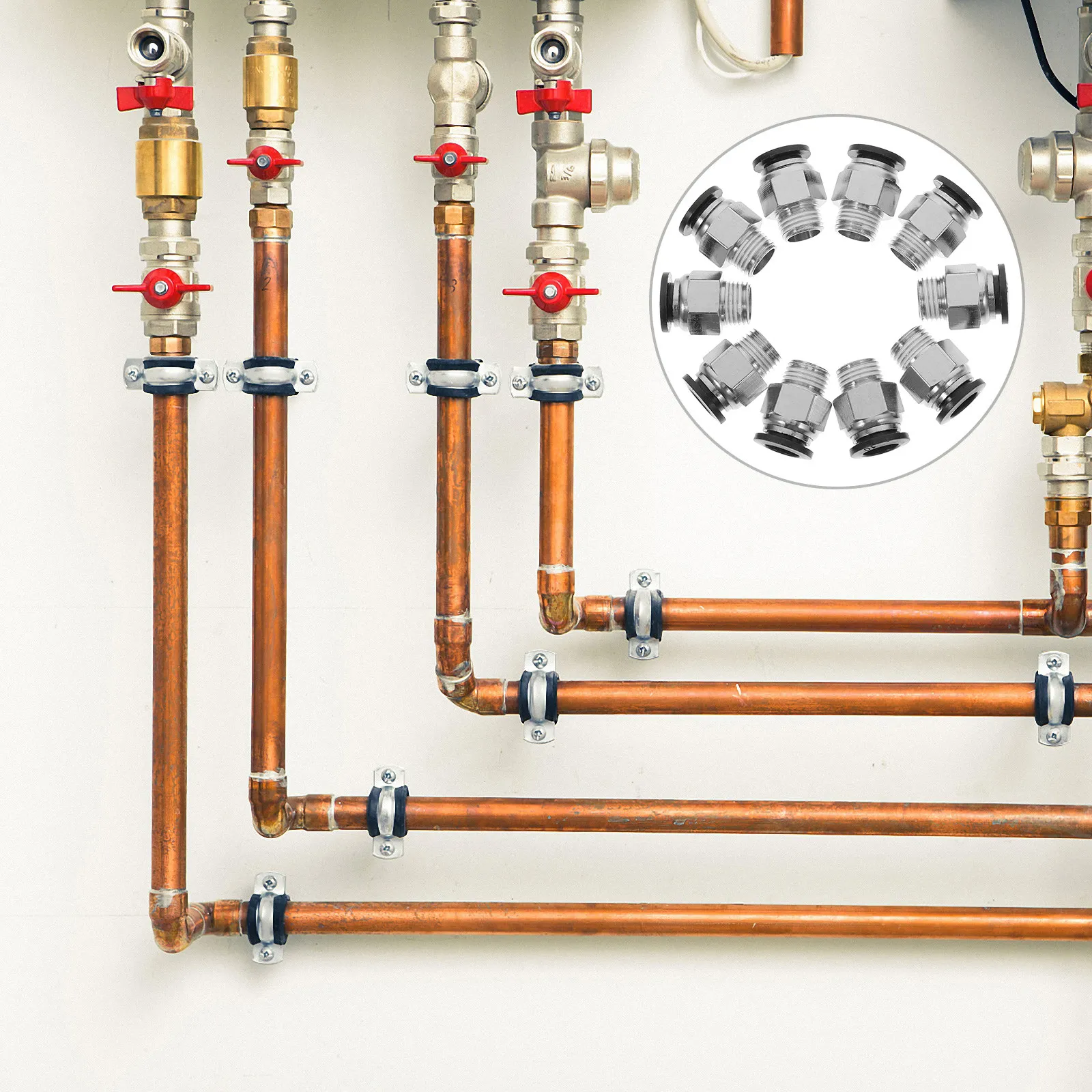 10Pcs High Durability Push to Connect Air Fittings Firm Material Quick Install Pneumatic Fittings for Compressors Air Tools