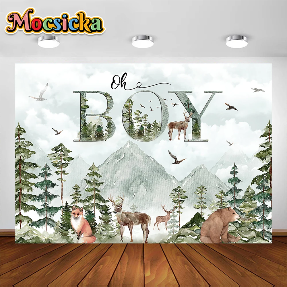 

Mocsicka Photography Backdrops Forest Background Cartoon Safari Park Zoo Jungle Forest for Baby Shower Party Decoration Banner