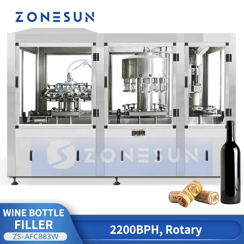 Zonesun ZS-AFC883W Macchina per il rifornimento e il risciacquo monoblocco per l'imballaggio del vino