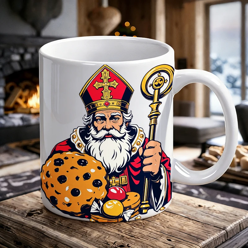 

St. Nicholas Cookie Pattern Ceramic Mug, coffee cup, milk cup, office tea cup, drinking cup, fade-resistant, gift for friends