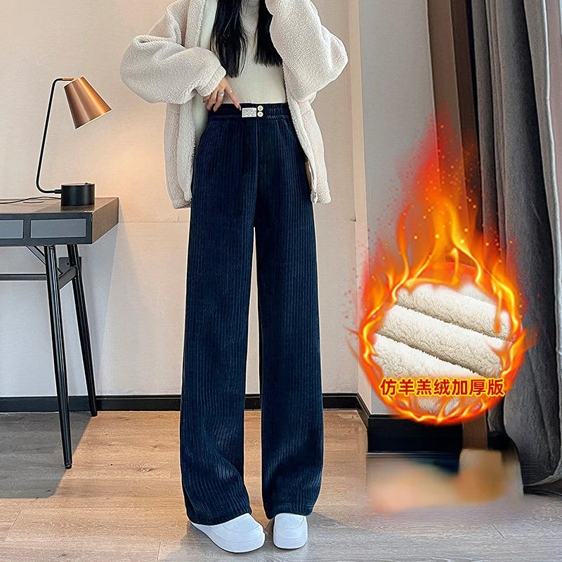 Women's Velvet Pants 2023 Fashion Autumn Winter Warm Women's Trousers Casual Lamb Fur Harem Pants High Waist Sweatpants