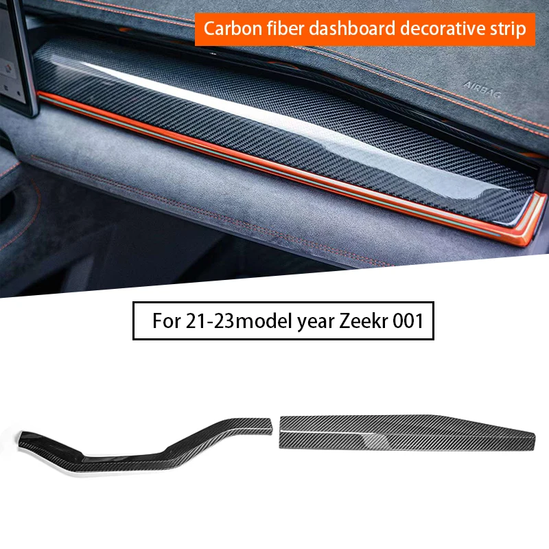 dry carbon fiber dashboard decorative strip for Zeekr 001 2021-2023