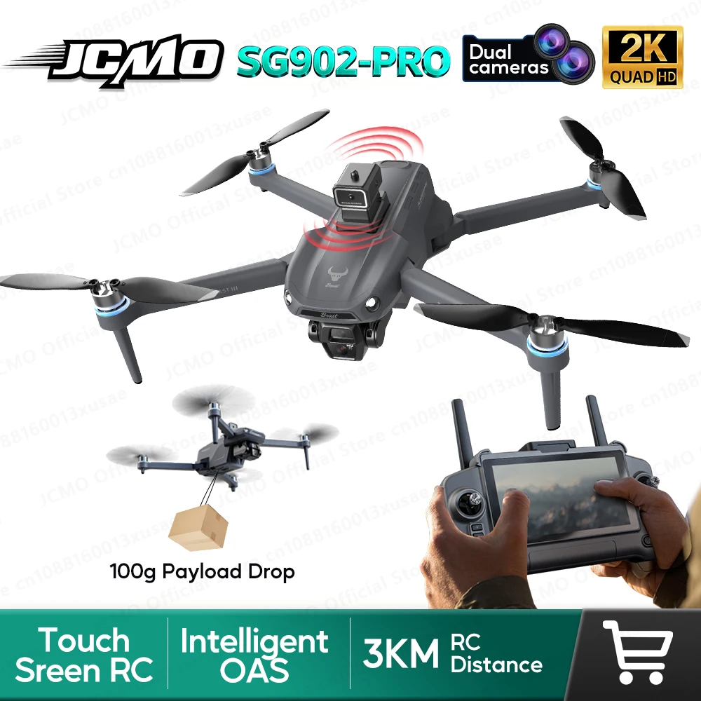 JCMO SG902PRO 전문가용 2K 듀얼 카메라 드론 360 적외선 장애물 회피 지능형 GPS 위치추적 100g 적재량 쿼드콥터