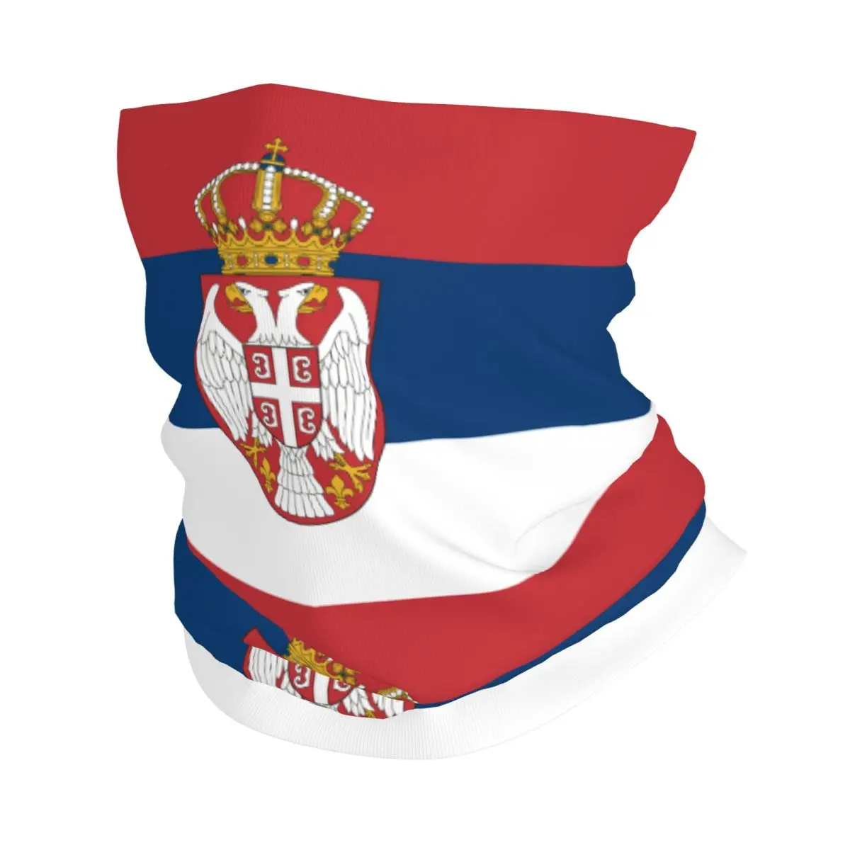 

Custom Coat of Arms of Serbia Winter Headband Neck Warmer Women Men Ski Hunting Tube Scarf Serbian Proud Face Bandana