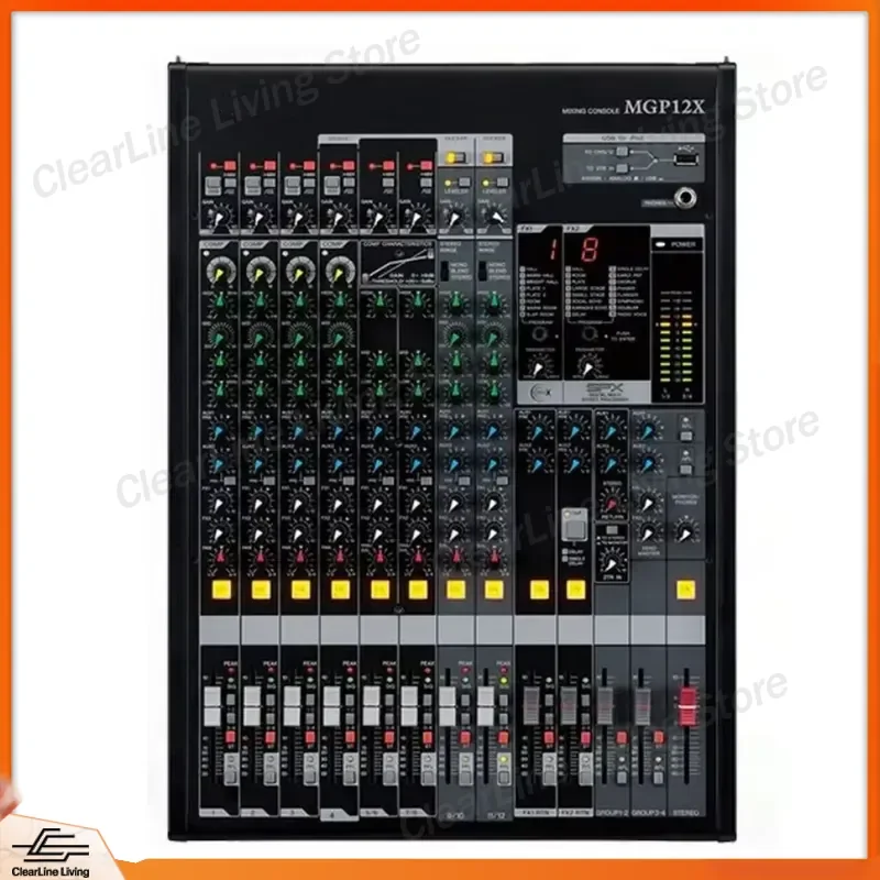 MGP12X 12 Channel Professional Audio Mixer Digital Multi Effect Processor USB Sound Card Mixing Console for Stage Studio Live