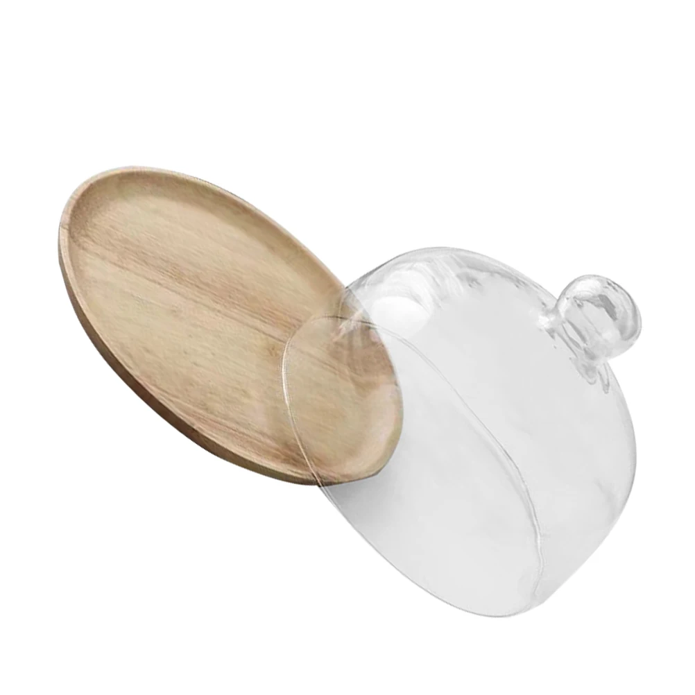 

Wooden Cake Tray Clear Dome Display Stand Dessert Holder Cupcake Party Serving Tray Cake Stand with Dome Dessert Storage Plate