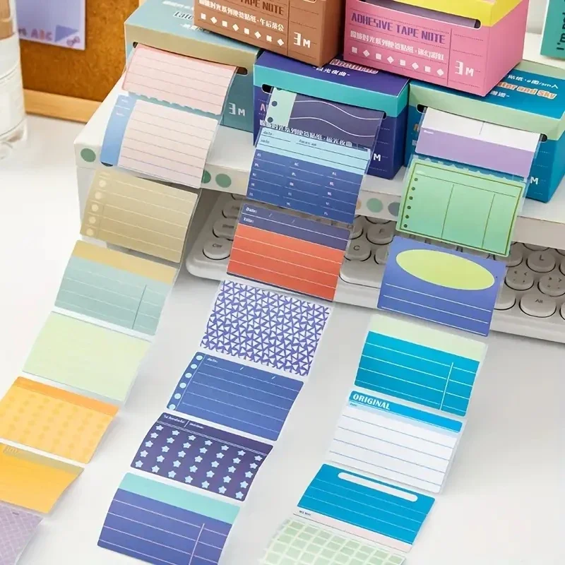 

70pcs Creative Colorful Sticky Notes - 3 Meters Long Pull-Out Type Fully Adhesive Memo Notes Study for School and Office Use