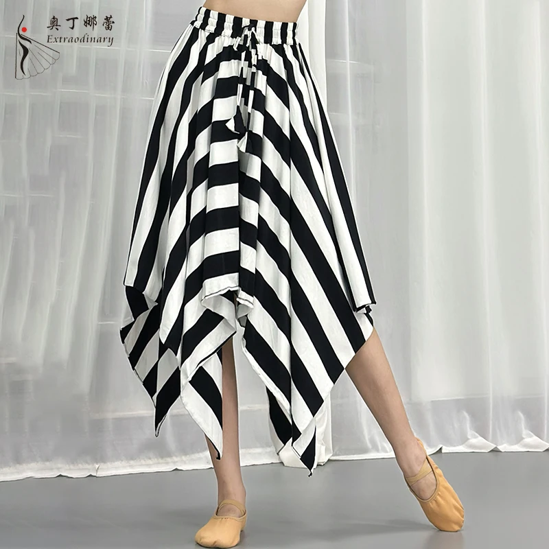 

Belly Dance Costumes Set Women Bellydance Performance Clothes Top+skirt black and white stripes Classical and Modern Dance