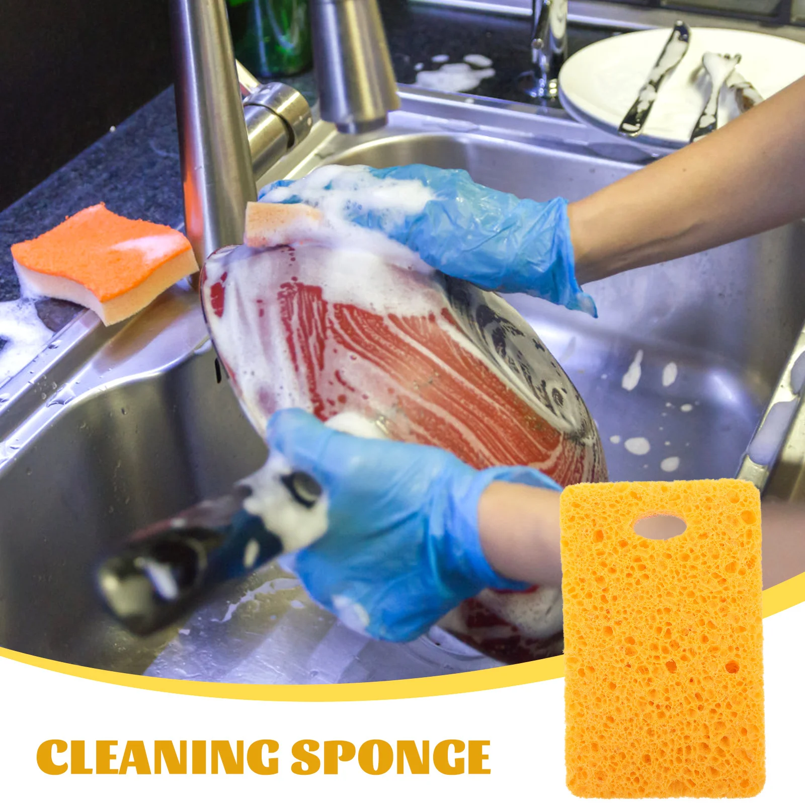 

6pcs Sisal Dish Sponge Multi-Function Reusable Scrub Sponge Strong Water Absorption Durable Cleaning Kitchen Bathroom Oven Pots