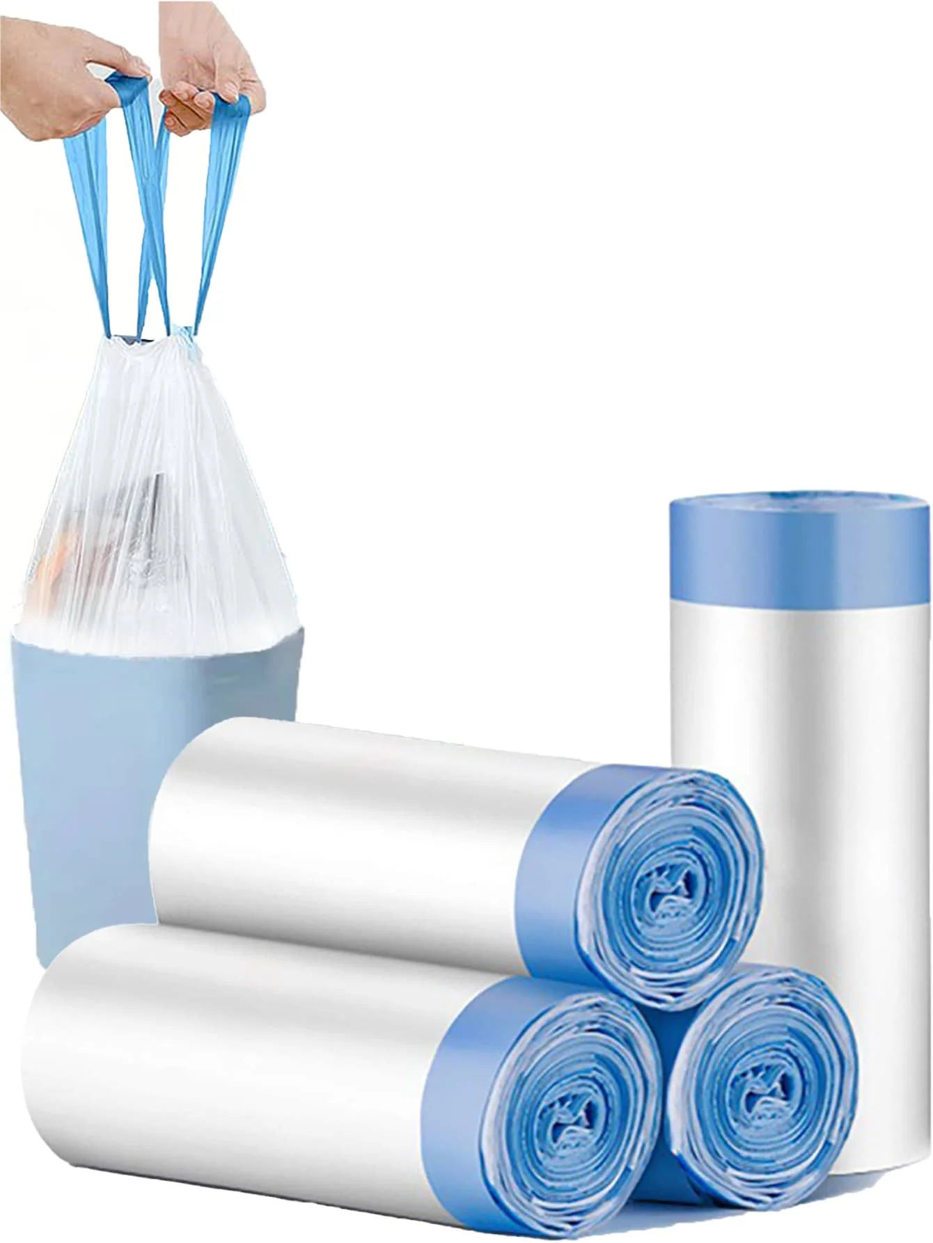 

150pcs Drawstring Trash Bags For Kitchen, Bathroom, Bedroom, Thickened, Odor-Free Trash Bags, Disposable Trash Bags, Trash Can Liners, Cleaning Supplies, Business Use, Suitable For Kitchen, Living Room, Bathroom, Office And Hotel