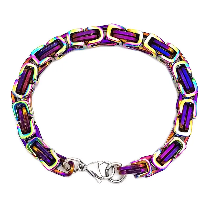 CRUCIO Fashion Colorful Byzantine Emperor Chain Bracelet Men Women High Quality Stainless steel Vintage Jewelry Emo Classic DIY