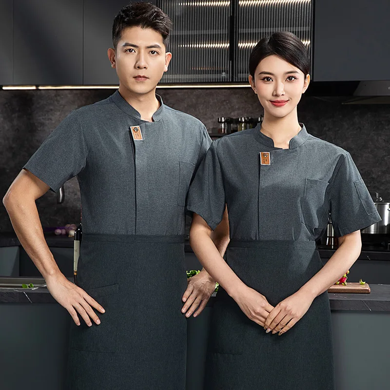 ケーキショップウェイター作業服レストランキッチン夏薄いシェフ制服西洋レストラン従業員キッチン服