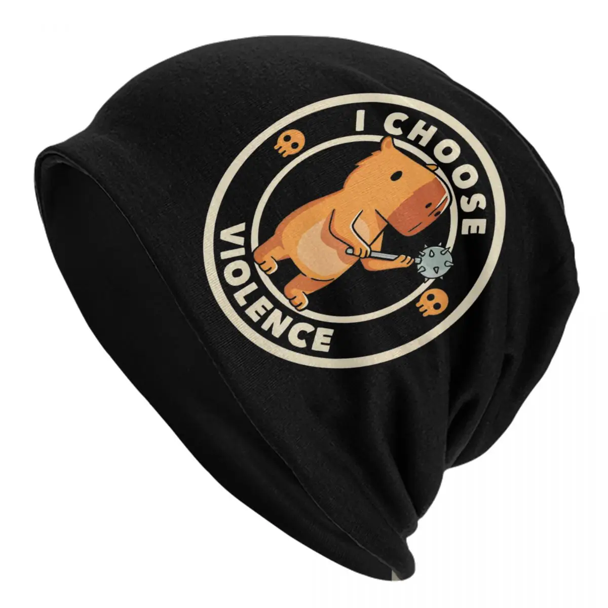 I Choose Violence Funny Capybara Bonnet Hats Hip Hop Outdoor Skullies Beanies Hat Unisex Spring Dual-use Caps