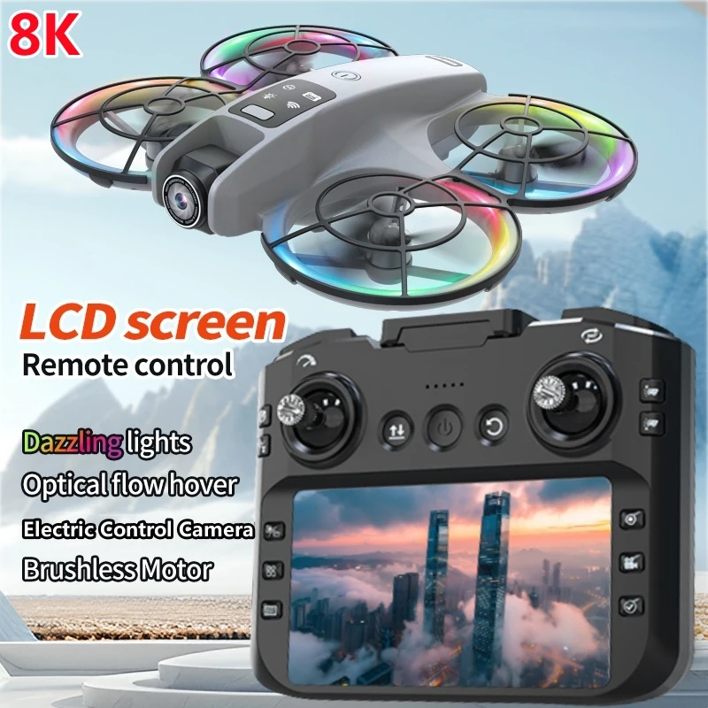 8K ESC Brushless Full Protect WiFi FPV telecomando Quadcopter 2.4G 3D Roll flusso ottico Hover illuminazione schermo da 5,9 pollici RC Drone