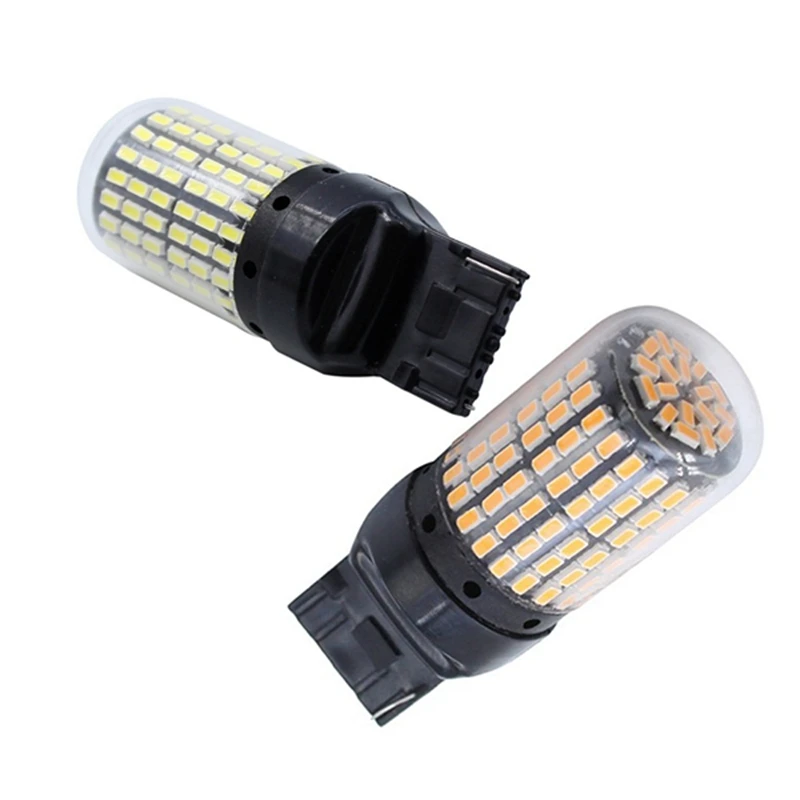 

4 шт. Супер яркие светодиодные лампы Canbus T20 7440 W21W Wy21w 144-Smd, указатель поворота без Hyper Flash T20 7440, черный Sh