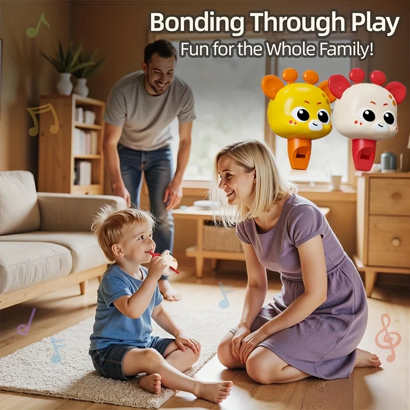 Giraffevormig fluitje, verkrijgbaar in gele en rode kleuren, fijne motoriek, ABS-materiaal, baby-kerstbenodigdheden