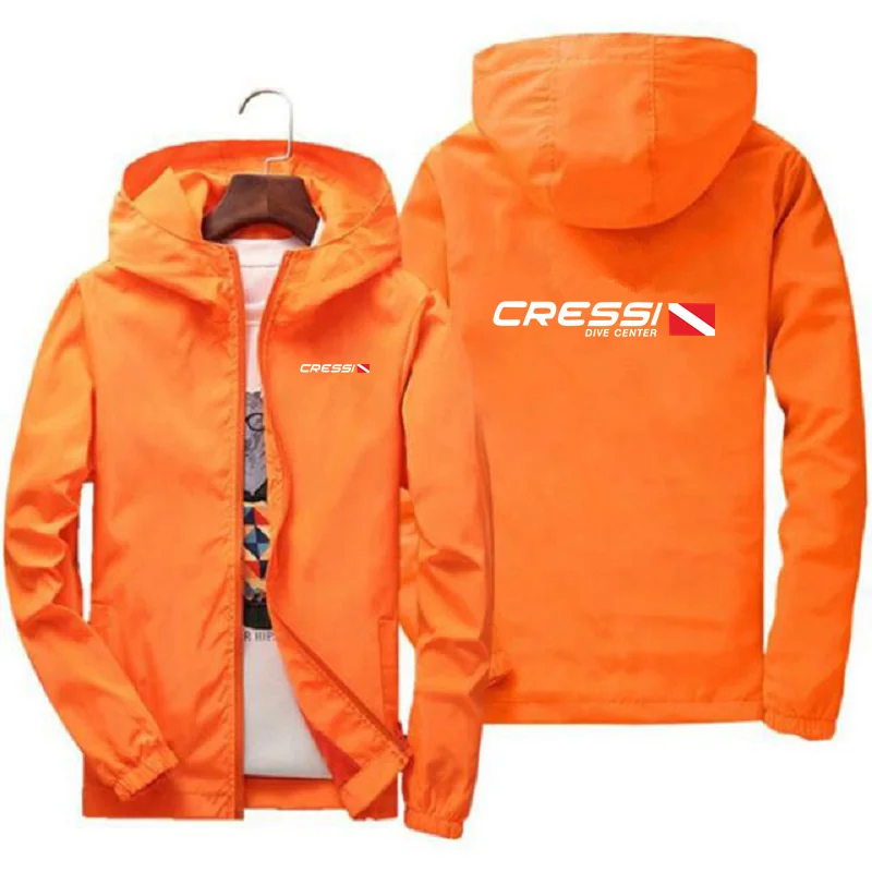 Scuba Dive-chaqueta con capucha Cressi para hombre, cazadora cortavientos cremallera, abrigos Cargo sueltos, abrigo informal