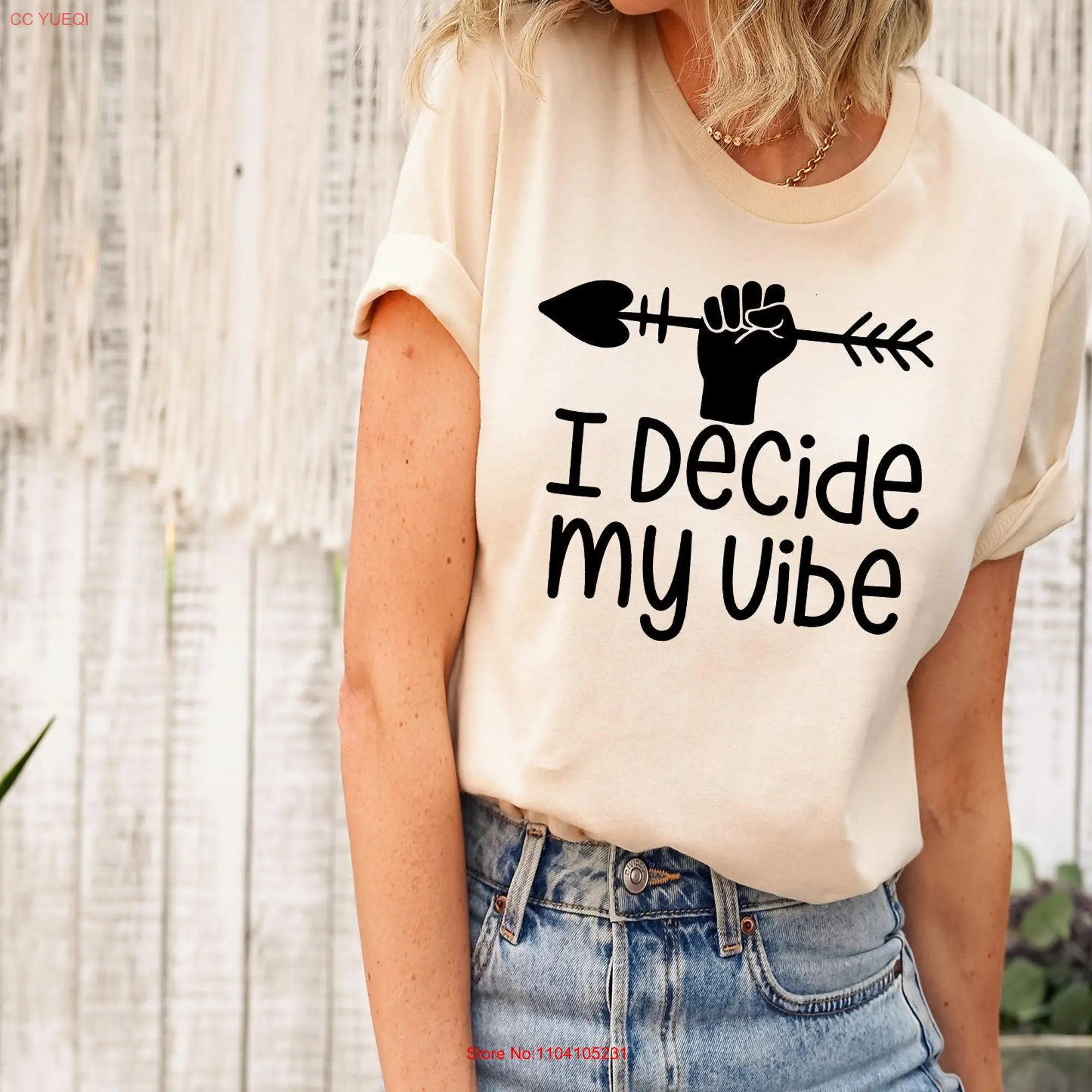 I Decide My Vibe T Shirt Faith Motivation Inspiration Quote Black Queen Woman Adult tee long or short sleeves