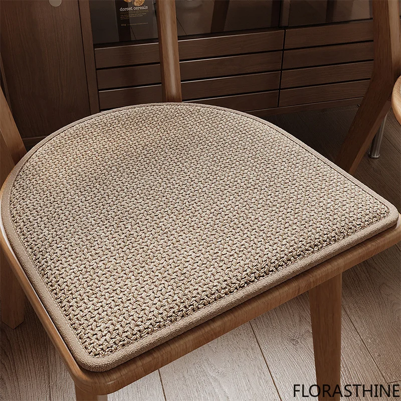 Cotton Linen Cushion Horseshoe Dining Chair Cushion Solid Wood Chair Non-slip Durable Seasons Four Buttock Pad D-shape