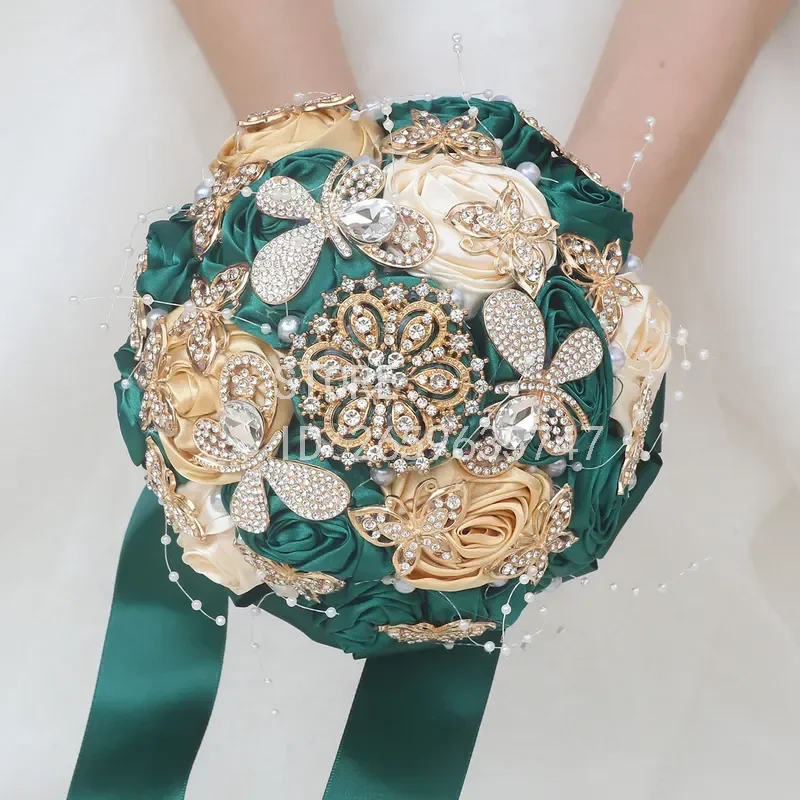 for Mori S Simulation Rose Bridal Bouquet Butterfly Rhinestone Beaded Wedding Handmade Wedding Bouquet W414A