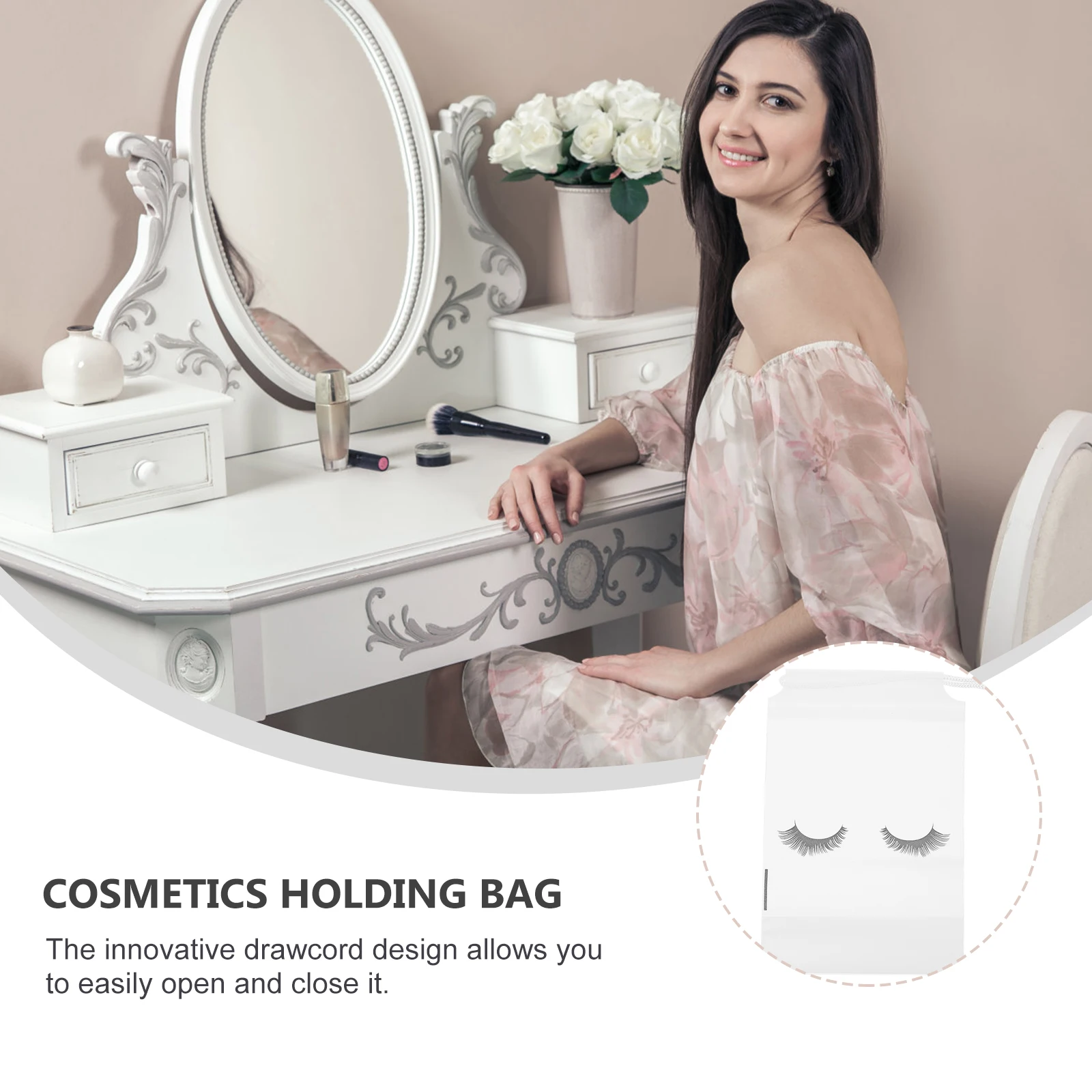 

50pcs Organizer Bag Travel Toiletries Travel Cosmetics Organizer Drawstring EVA Waterproof Storage Solution For Makeup Brushes