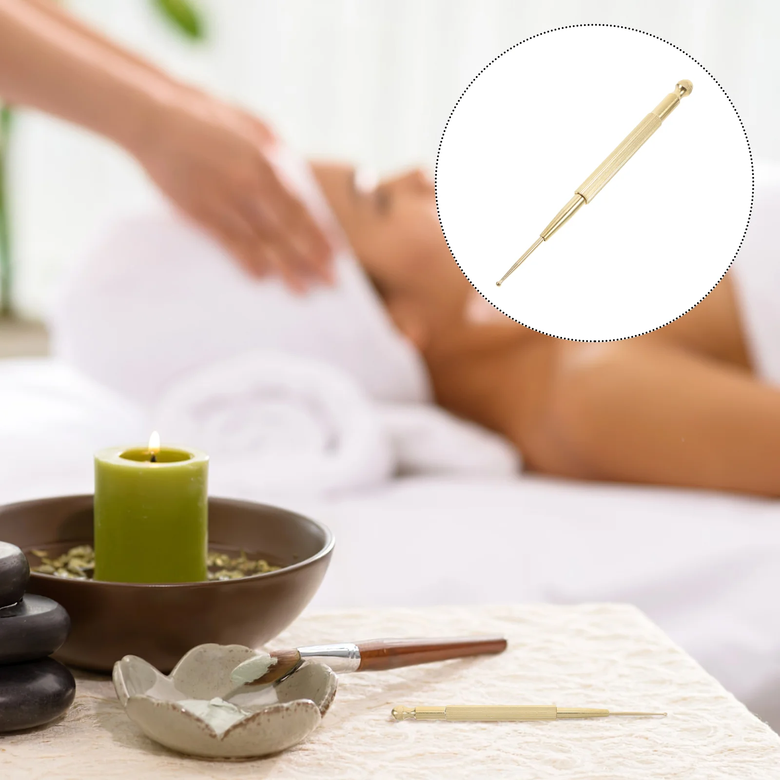 Brass Massage Pen Dual-Head Acupressure Tool Retractable Acupuncture Stick Acupoint Acupuncture Pen Acupuncture Pen Brass Acupun