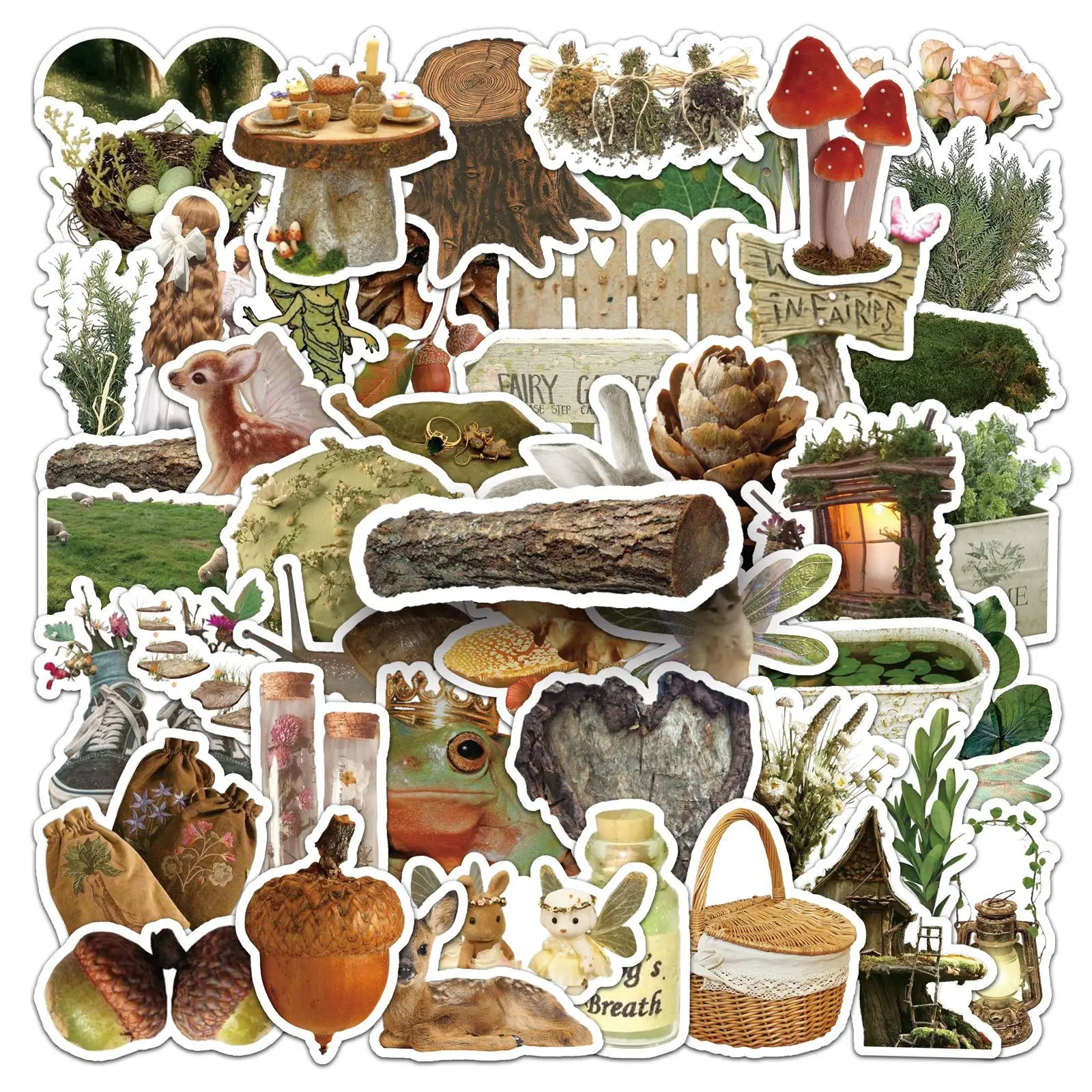 ملصقات غابة مكونة من 50 قطعة - شارات Woodland Doodle للمجلة والأجهزة