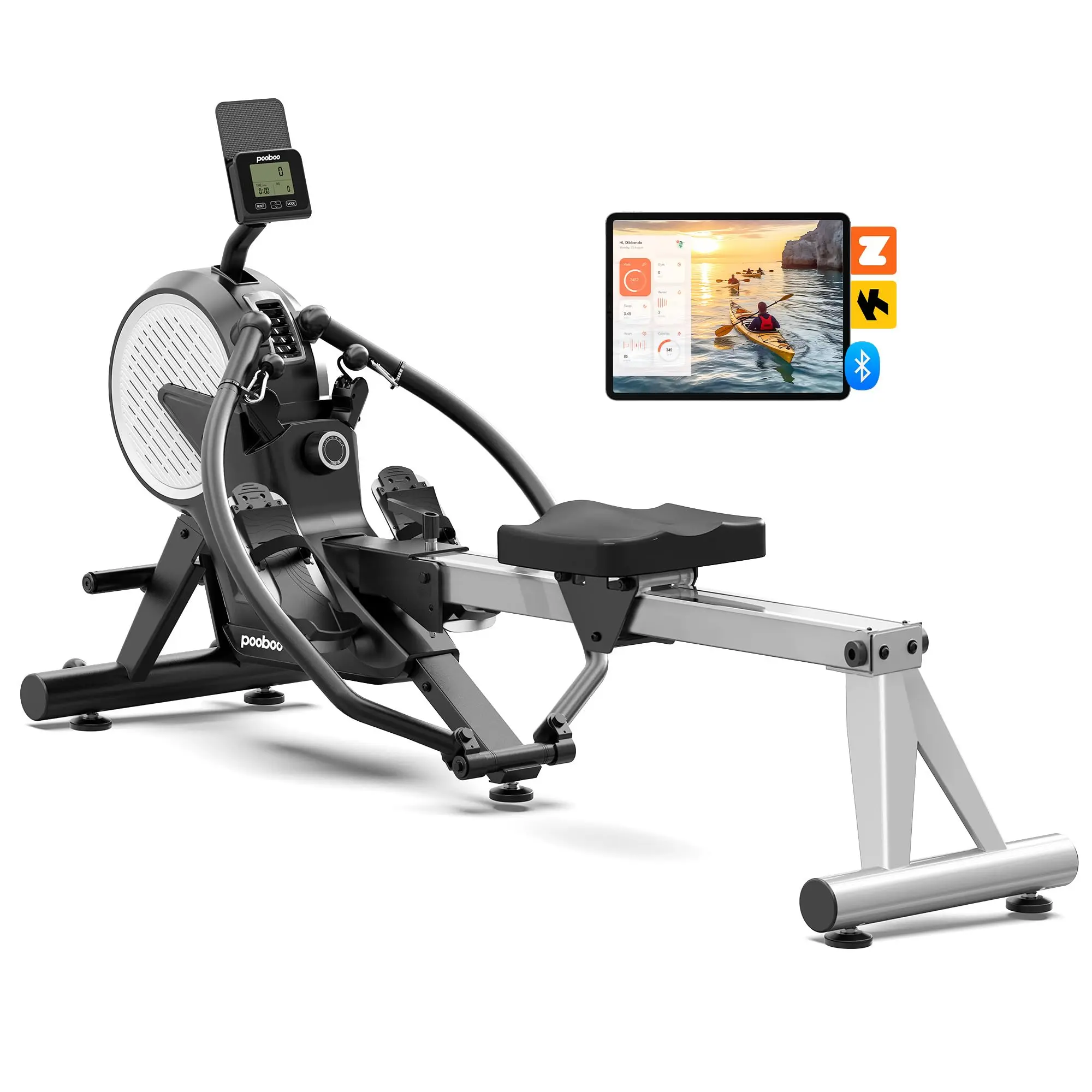 Dual Scull Rowing Machine with Wind and Magnetic Resistance