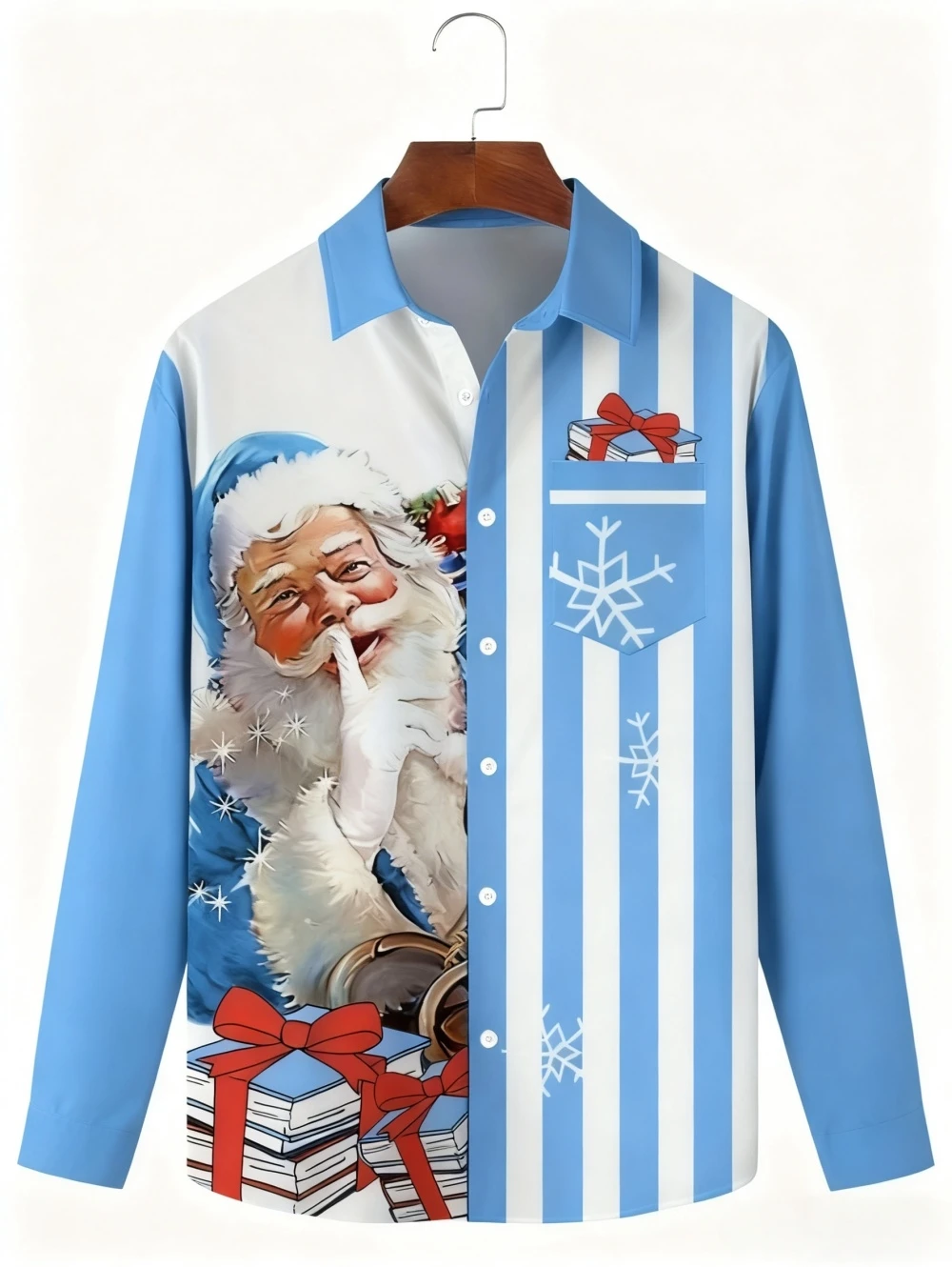 Christmas Santa Claus Shirt Fashion Irregular 3D Print Man Long Sleeve Shirt Holiday Autumn Lapel Shirt Harajuku Shirts for Man