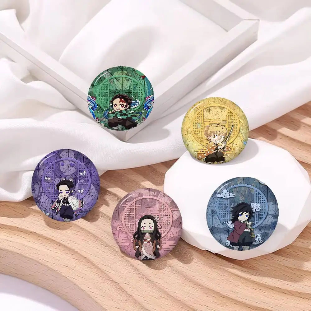 Demon S-Slayer K-Kimetsu Photo Brooches Creative Round Badge Gifts Pins 32/44/58mm view 3