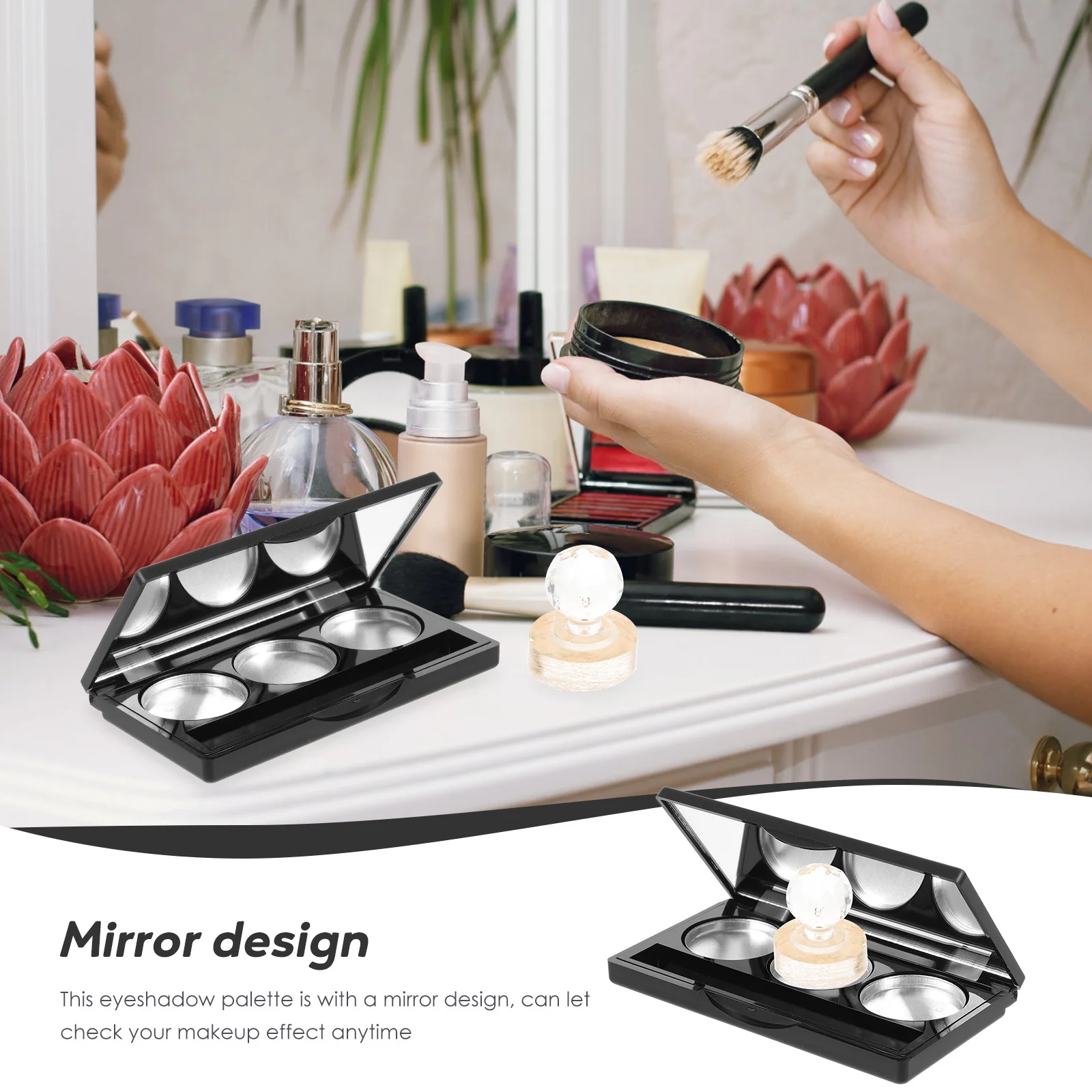 1세트 빈 아이섀도 팔레트 휴대용 메이크업 케이스 내구성 있는 거울 DIY 블러셔 립밤 화장품 홀더 트레이 아이섀도 팔레트