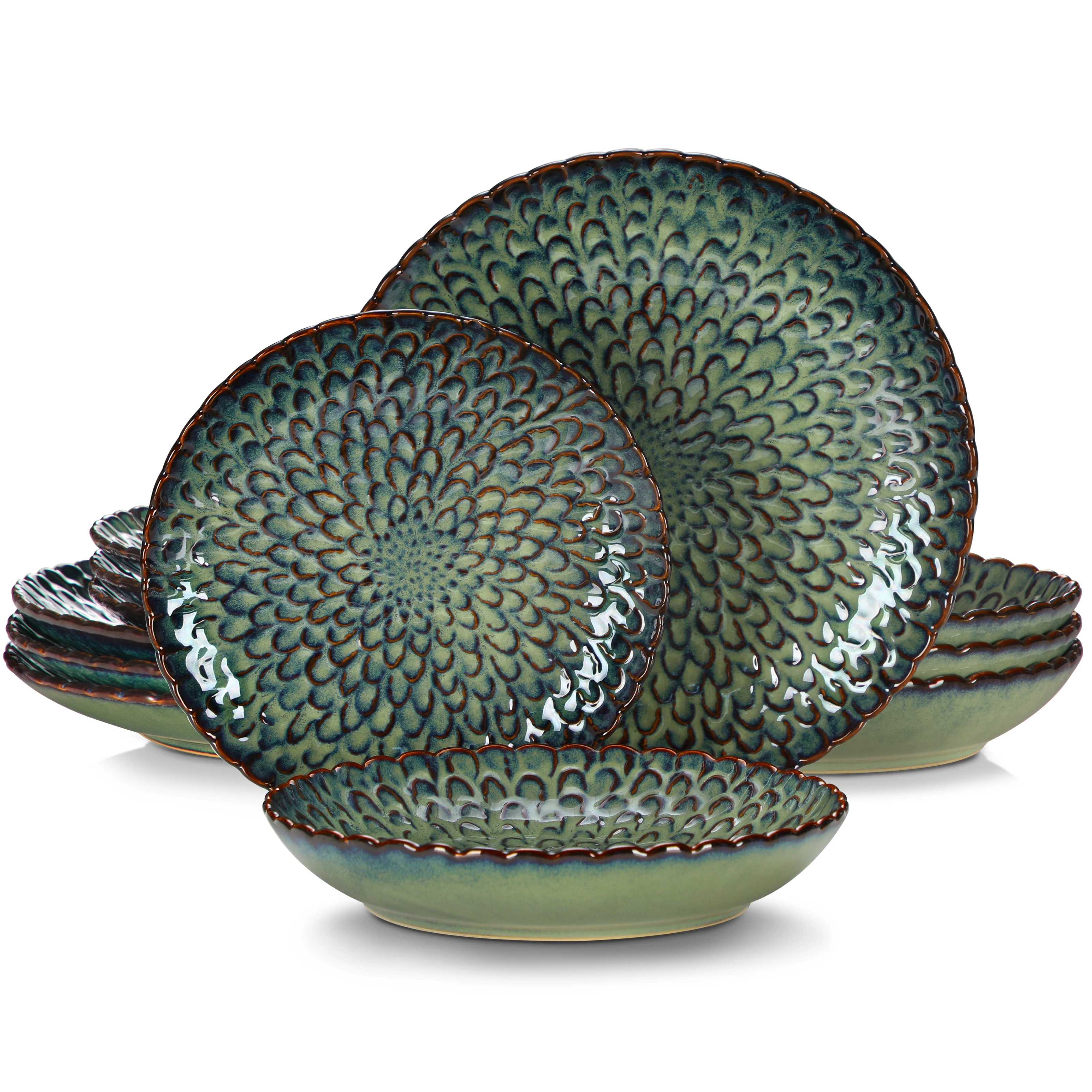 Vancasso Chrys Grijs Servies Ceramic 12/24 Stuk Steengoed Servies Getextureerde Keramische Combinatie Set Service Voor 6/12 Persoon
