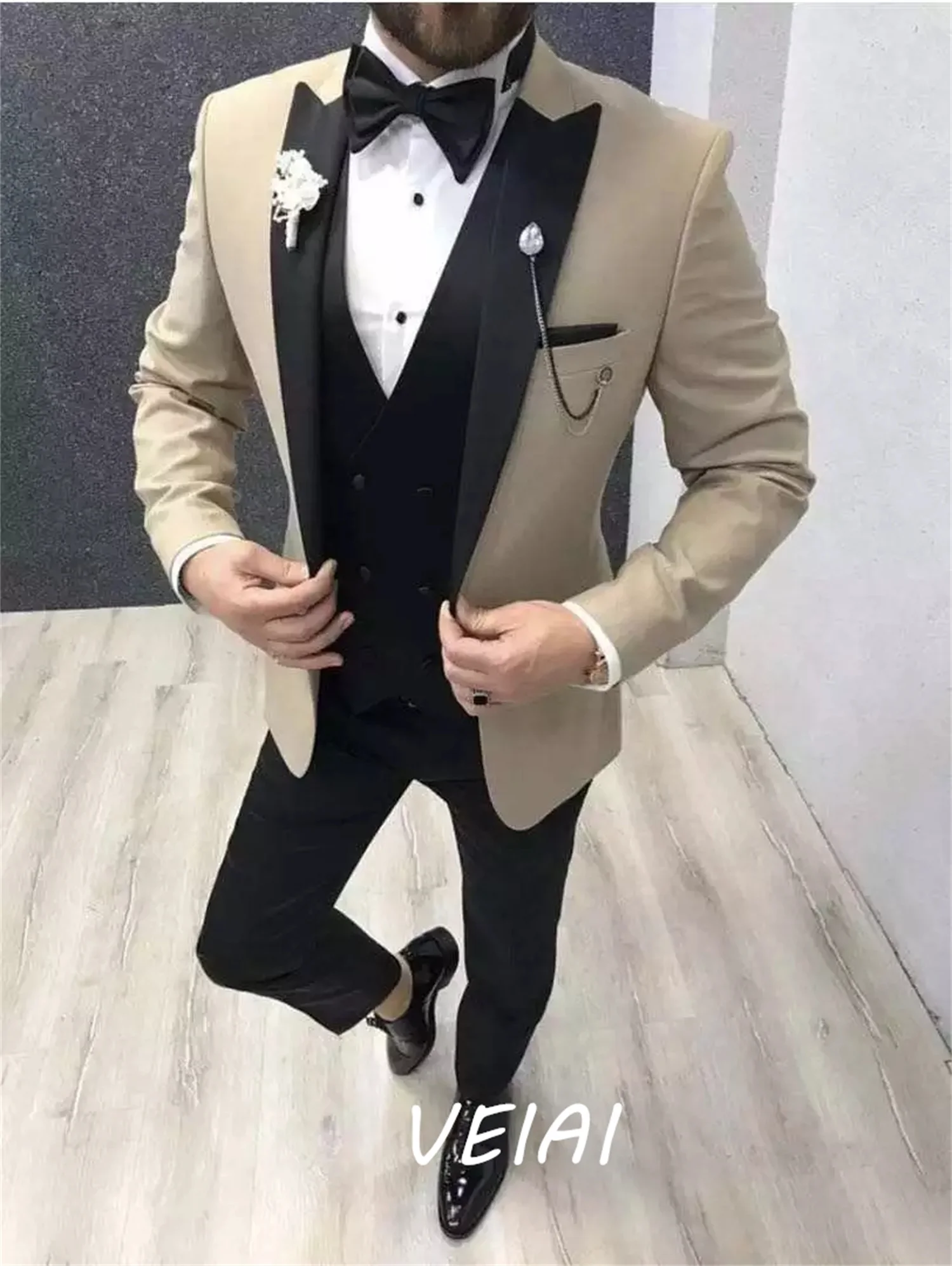

CustomizedNew Arrival Khaki Costume Homme Men Suit Wedding Terno Slim Fit Masculino Tuxedo Blazer Groom Prom Business 3 Pcs