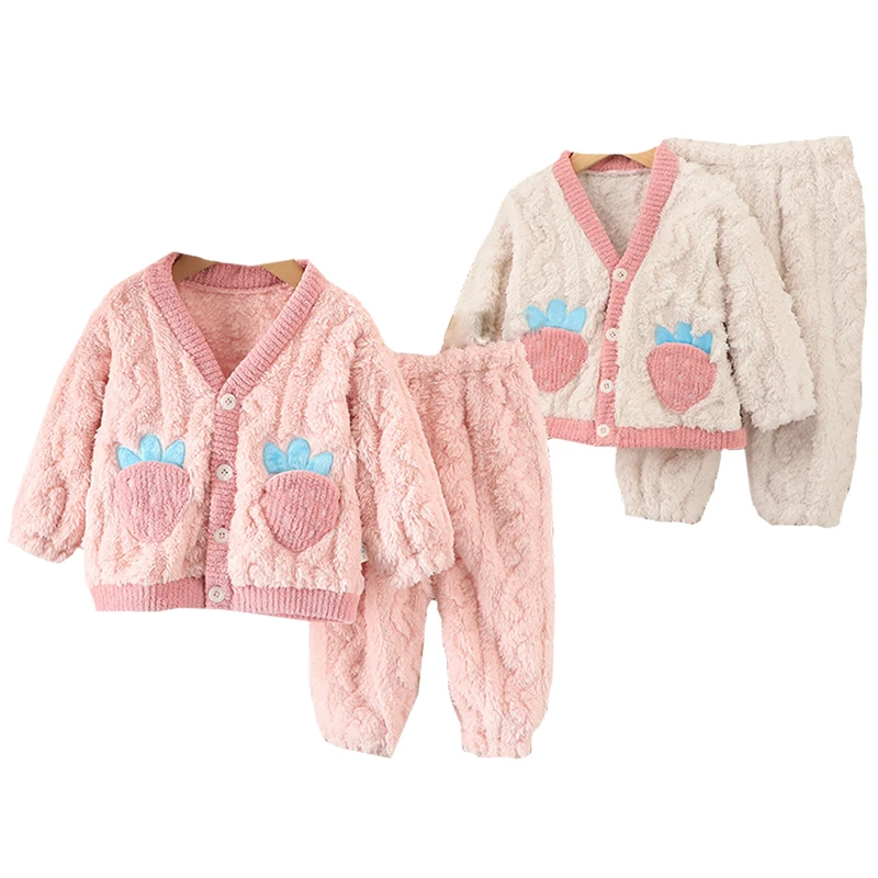 Kleding Set Winter Warme Woninginrichting Kleding Sweet Cartoon Print Verdikte Jongens Meisjes 0-6 Jaar Beibei Mode Kinderkleding