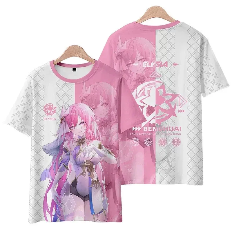 2025Anime Game Honkai Impact 3 COS Kiana Kaslana Elysia Raiden Mei Herrscher of Sentience 2025 Unisex Fashion Trend T-shirt