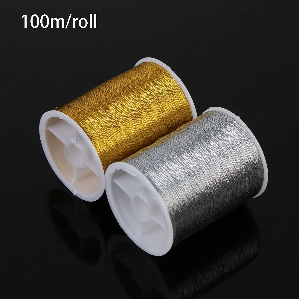 100 metres Spool Handmade DIY Cross Stitch Embroidery Thread Sewing Machine gold wire